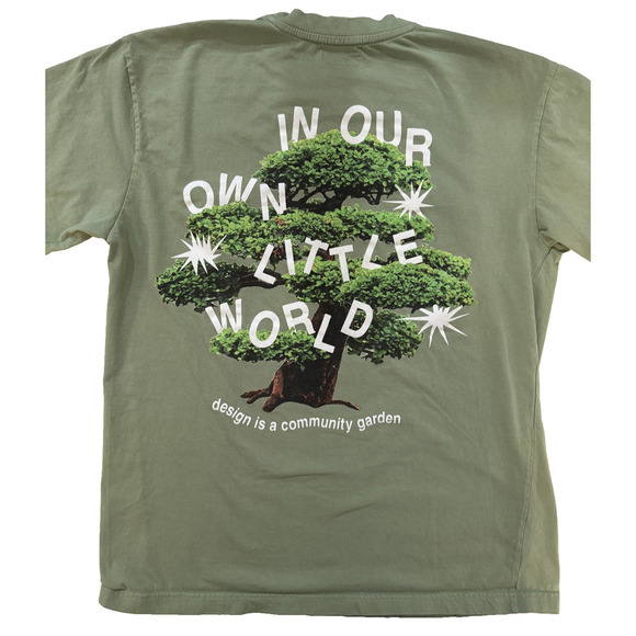 Market Shirt Mens Large Green Graphic Tee In Our Own Little World Bonsai Tree - Picture 3 of 5
